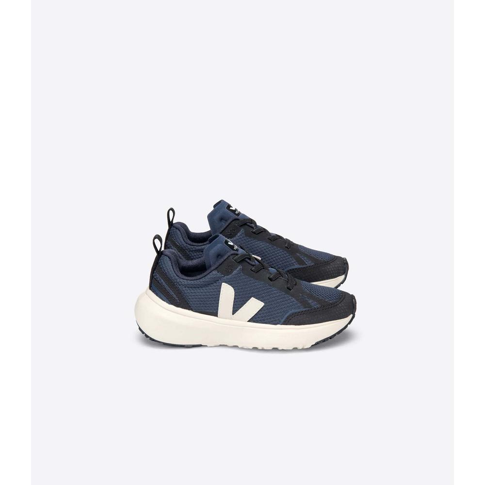 Veja CANARY ELASTIC LACE Kids\' Shoes Navy | CA 770VRW